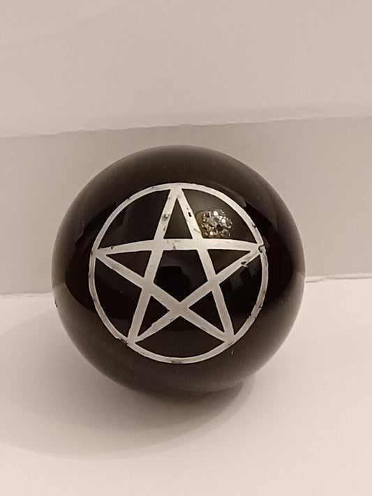 Black Agate Pentagram Sphere