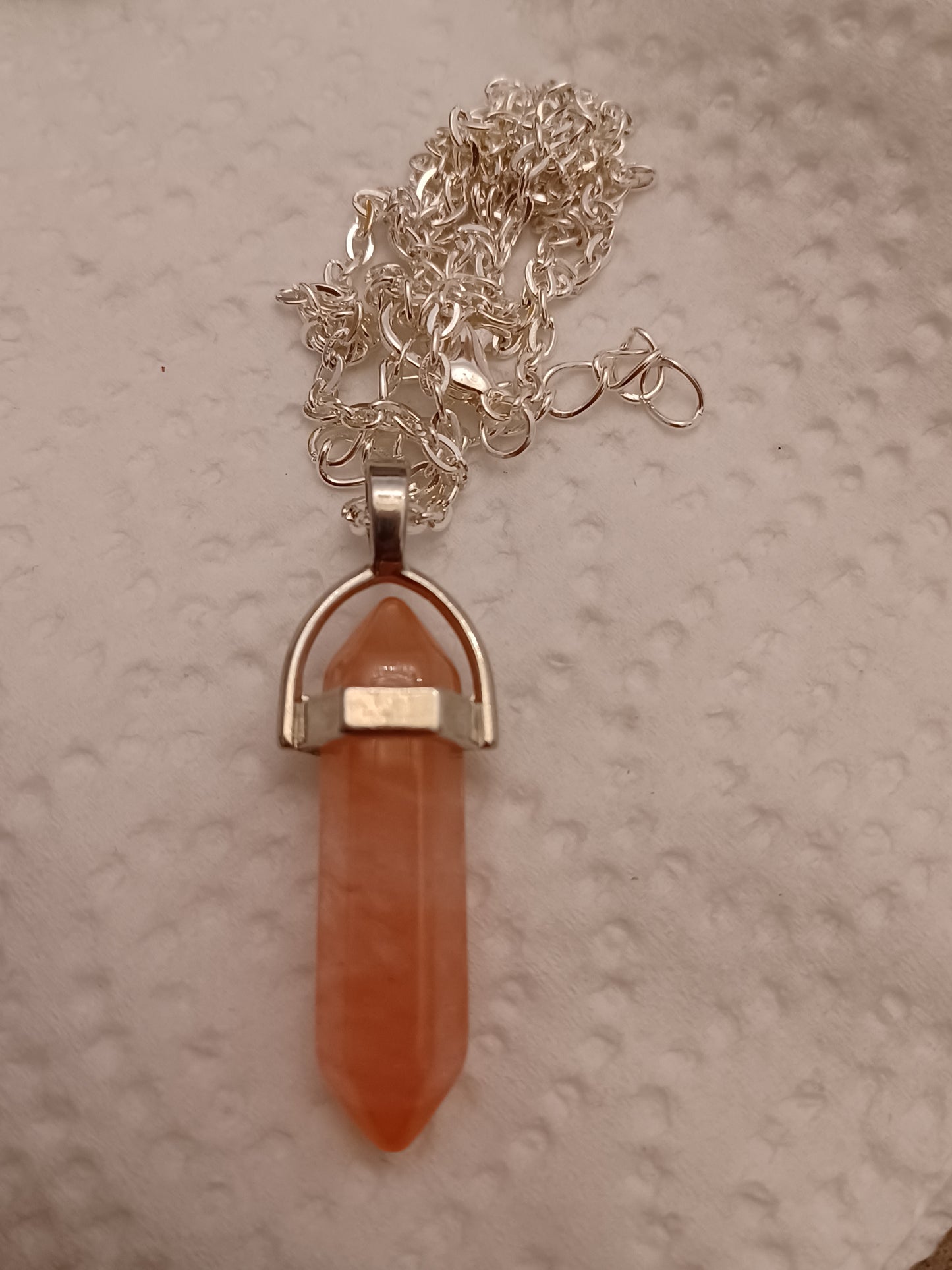 Cherry Quartz Bullet Pendant Necklace