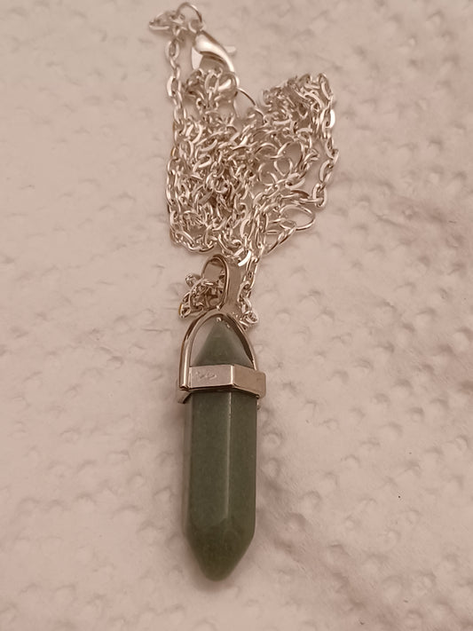 Green Aventurine Bullet Pendant Necklace