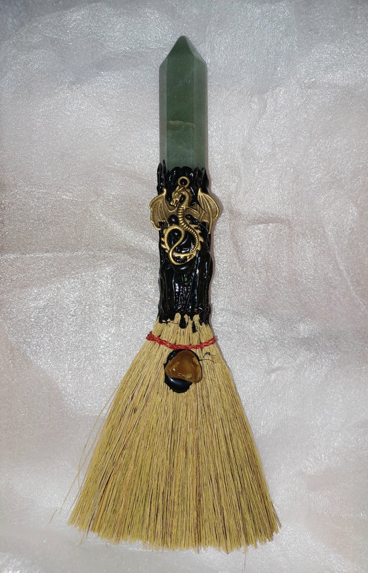 Witch Broom With Dragon Charm