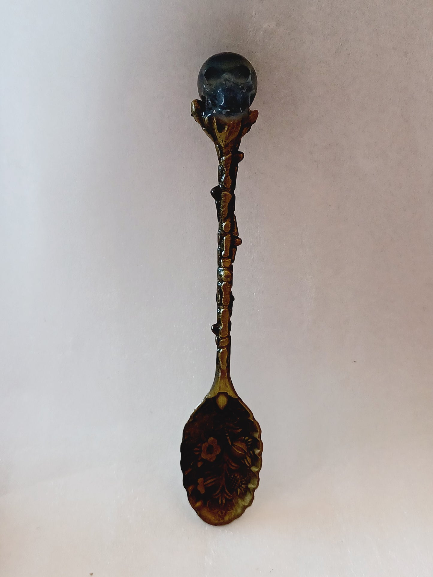 Spoon with Crystal Skull Top - Gold