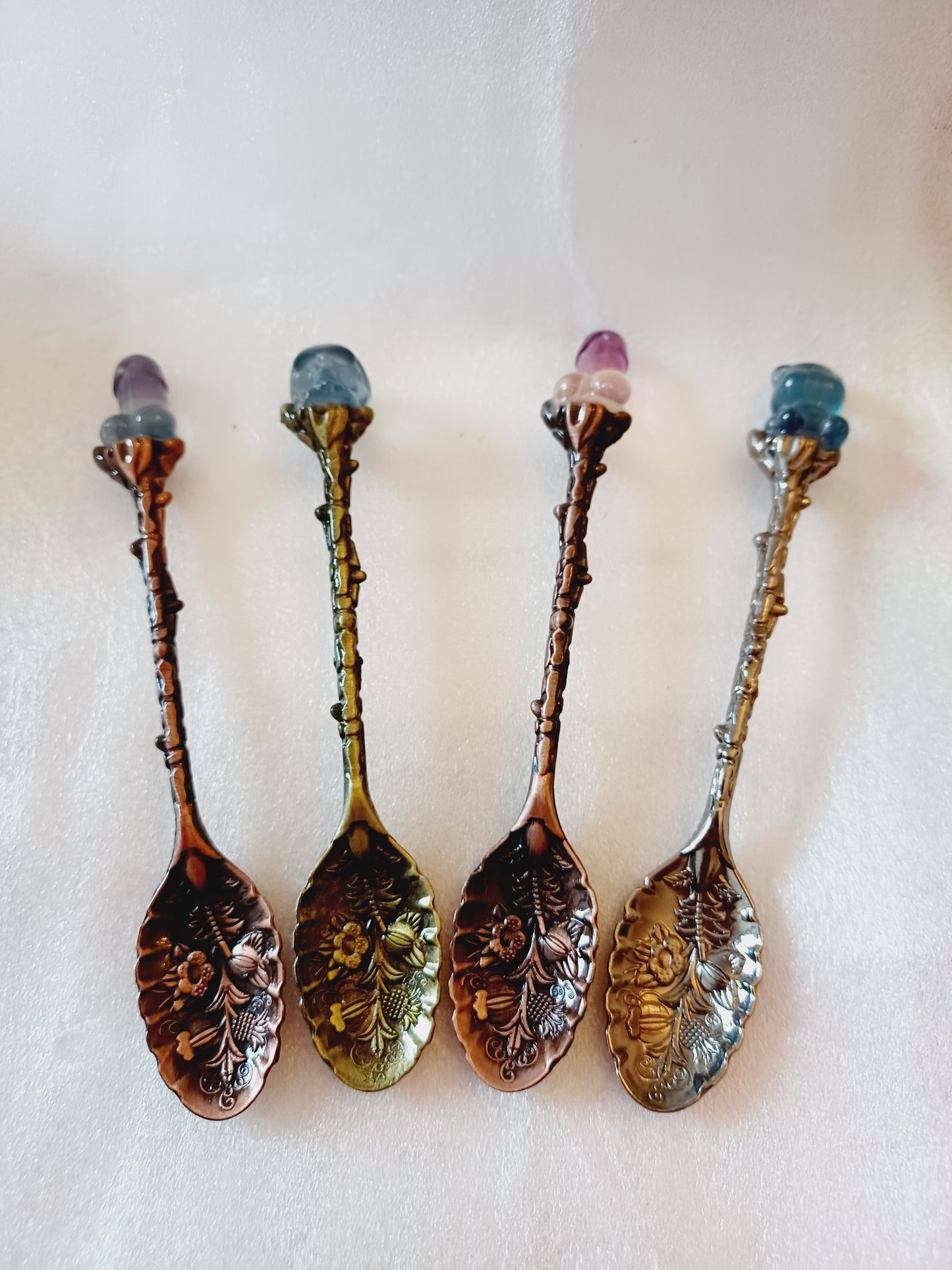 Spoon with Crystal Skull Top - Gold