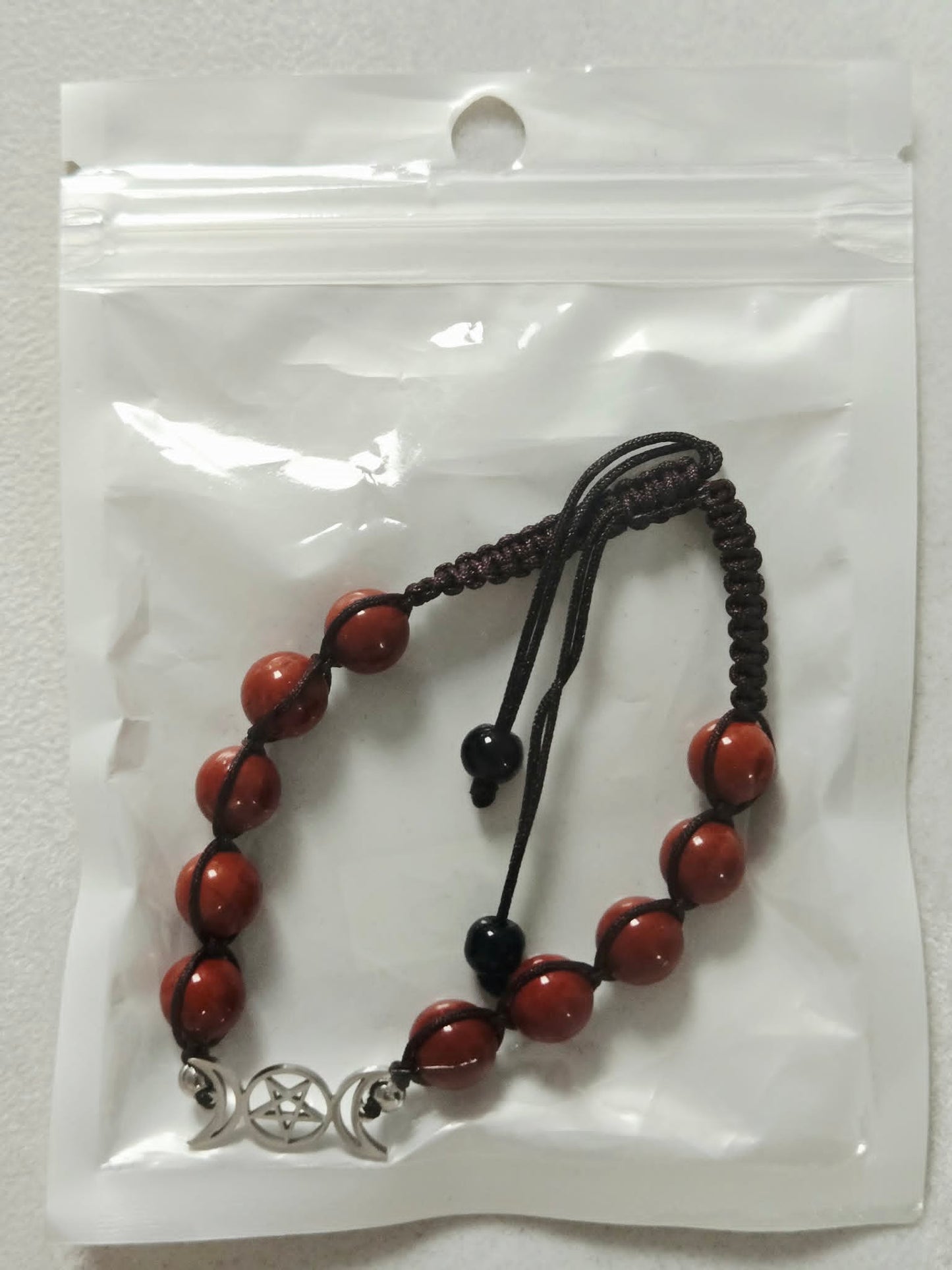 Carnelian Agate Triple Moon Natural Stone Adjustable Bracelet