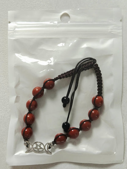 Carnelian Agate Triple Moon Natural Stone Adjustable Bracelet