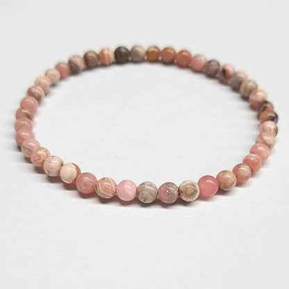 Rhodochrosite Round Bead Bracelet