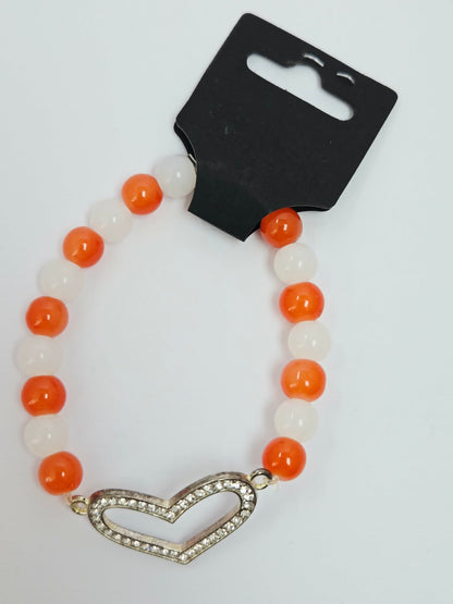 Carnelian Agate and Opal Bracelet with Heart