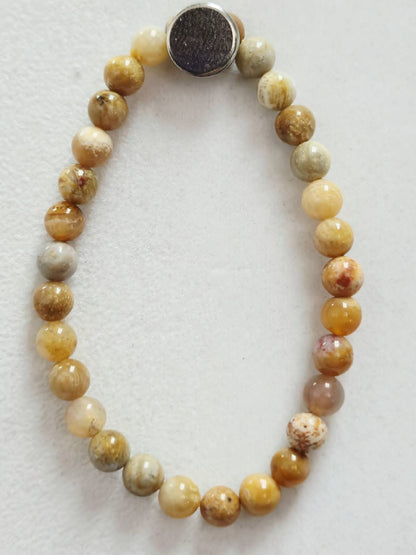 Snakeskin Agate Natural Stone Stretch Bracelet