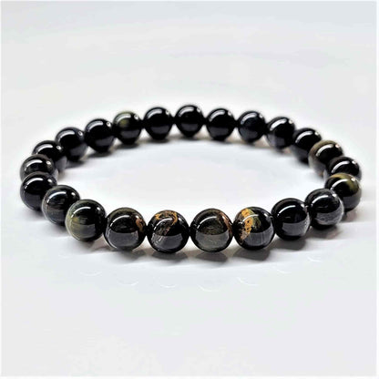 Blue Tiger Eye (Hawk's Eye) Round Bead Bracelet