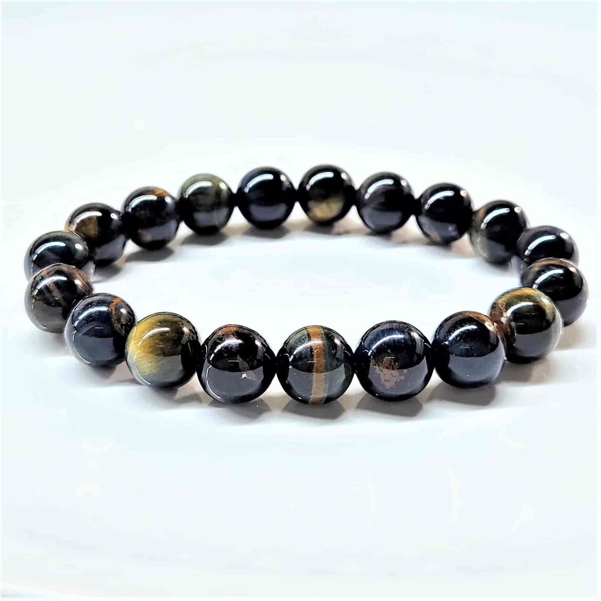 Blue Tiger Eye (Hawk's Eye) Round Bead Bracelet