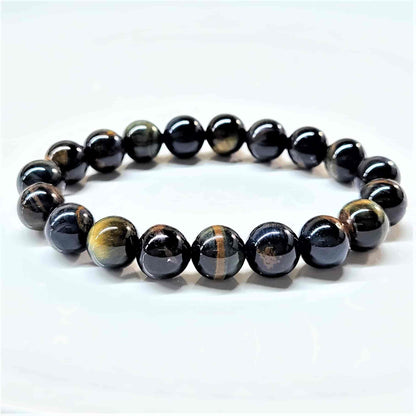 Blue Tiger Eye (Hawk's Eye) Round Bead Bracelet