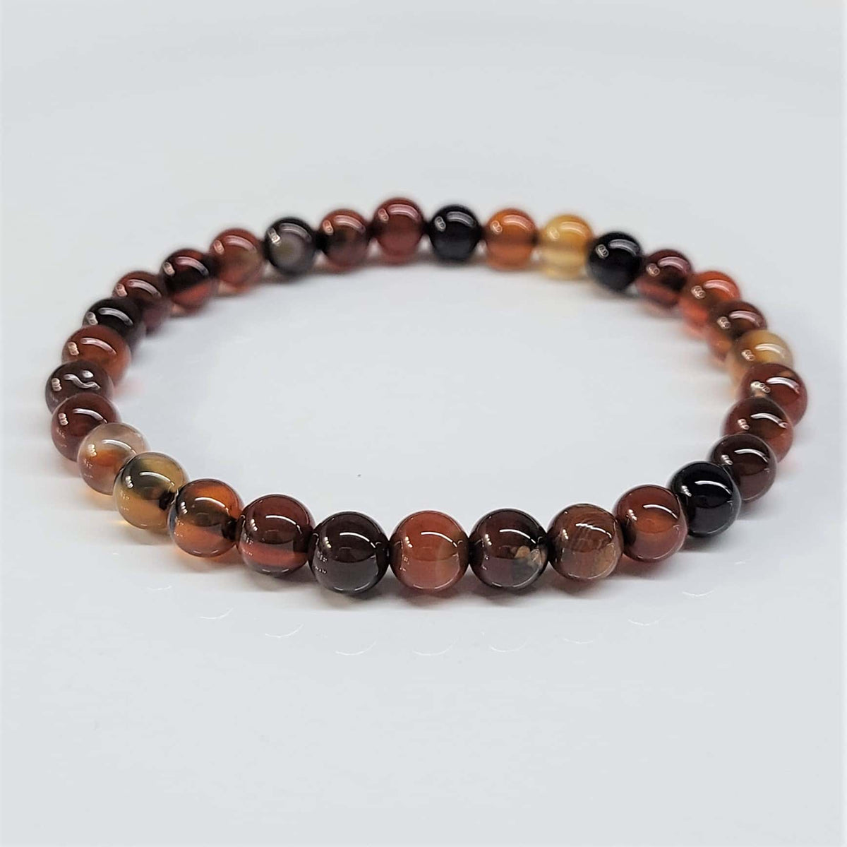 Red Agate Round Bead Bracelet