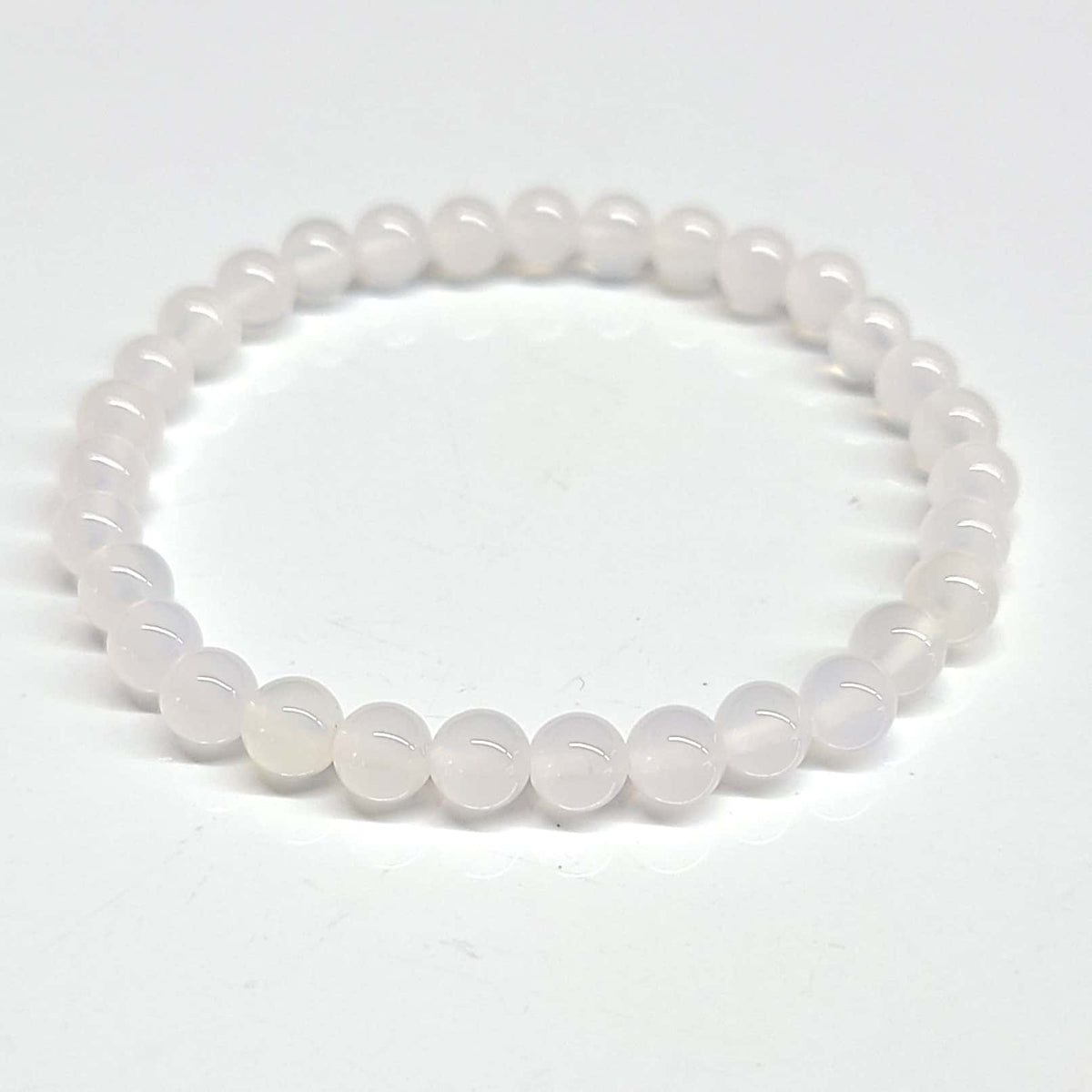 Chalcedony Round Bead Bracelet - Stone of Calm Expression