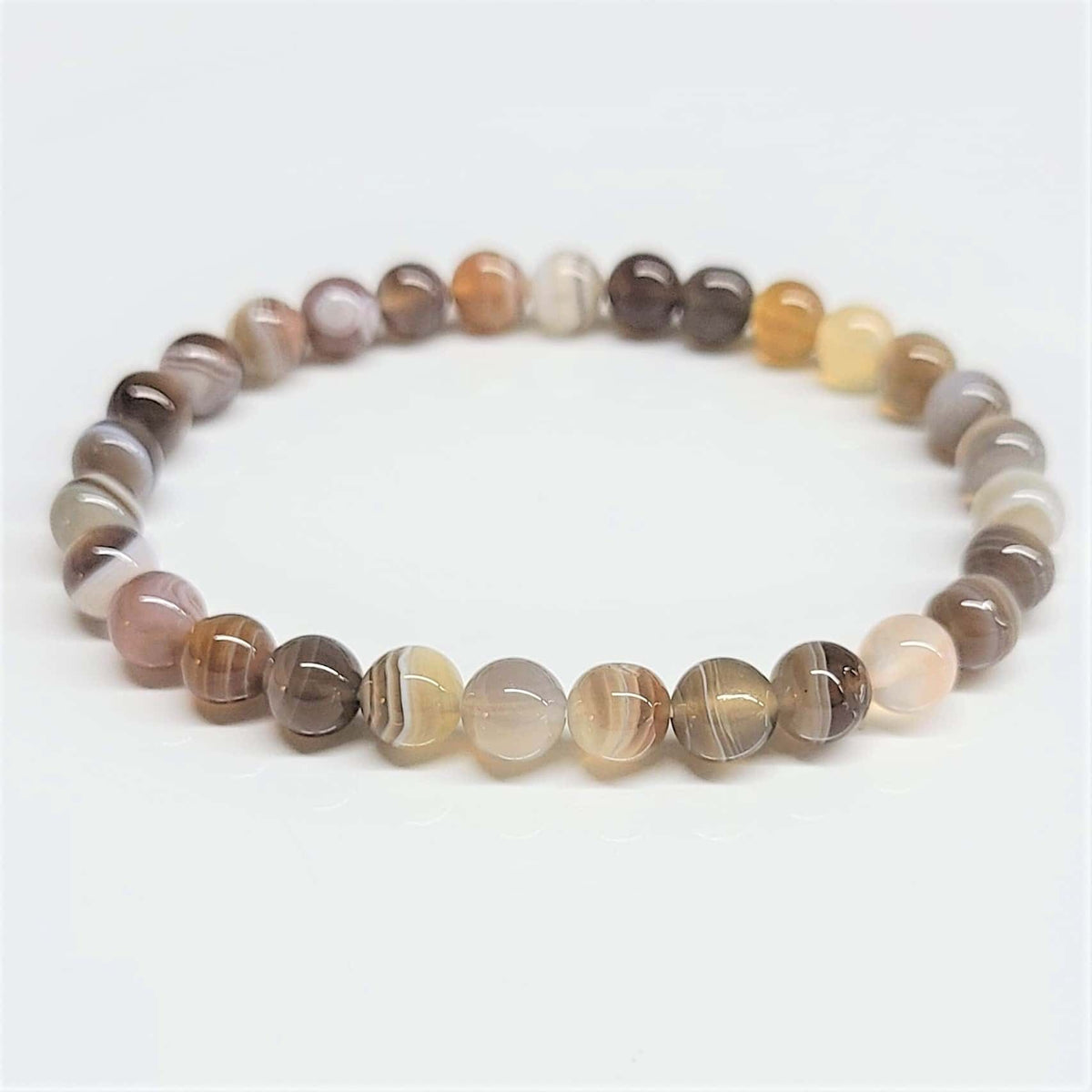 Botswana Agate Round Bead Bracelet