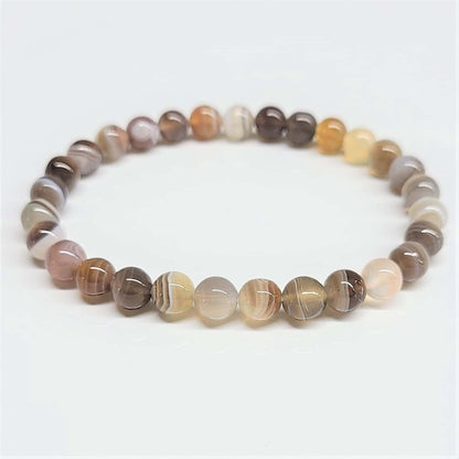 Botswana Agate Round Bead Bracelet
