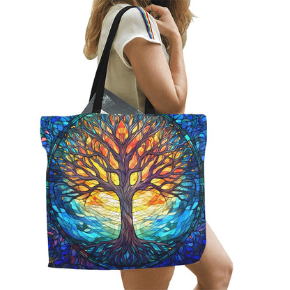 Tree of Life Stained Glass Tote Bag - Large