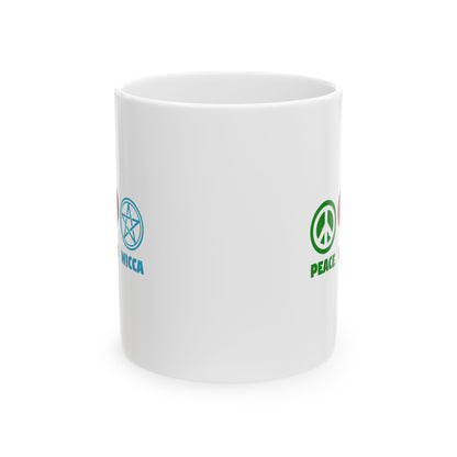 Peace Love Wicca Ceramic Mug 11oz