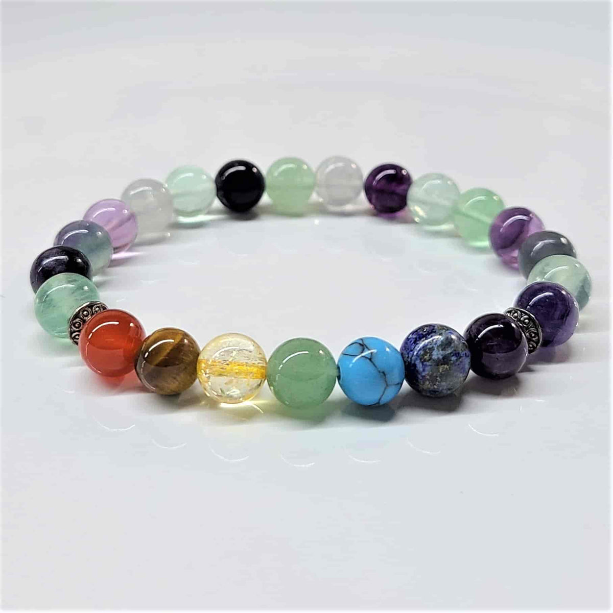 Fluorite Chakra Round Bead Bracelet 8mm - The Student's Stone