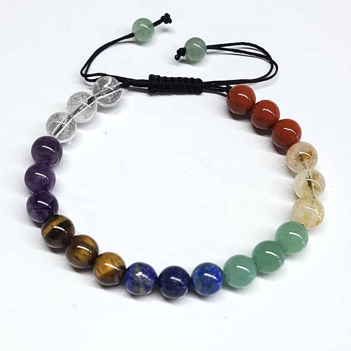 Chakra Stones Adjustable Round Bead Bracelet 8mm - Aligned Power