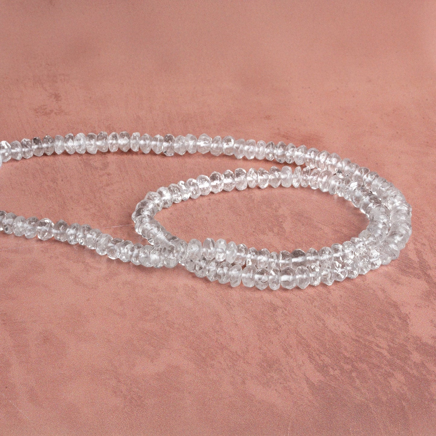 4-4.5mm Crystal Quartz faceted rondelle Beads 13.5 inch 138 pieces