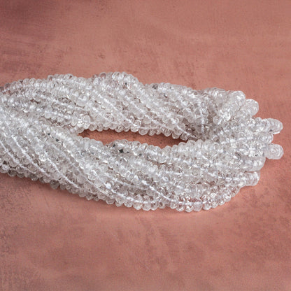4-4.5mm Crystal Quartz faceted rondelle Beads 13.5 inch 138 pieces