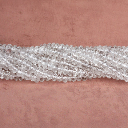 4-4.5mm Crystal Quartz faceted rondelle Beads 13.5 inch 138 pieces