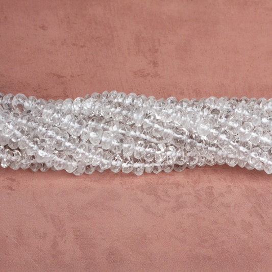 4-4.5mm Crystal Quartz faceted rondelle Beads 13.5 inch 138 pieces