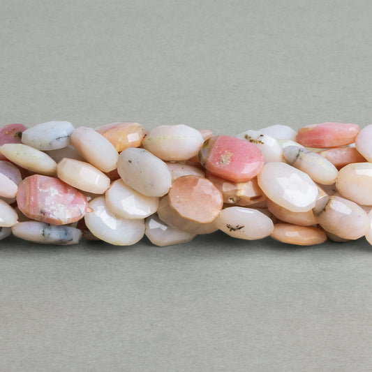 13x9mm Pink Peruvian Opal Hand Faceted Ovals 14 inch 30 beads