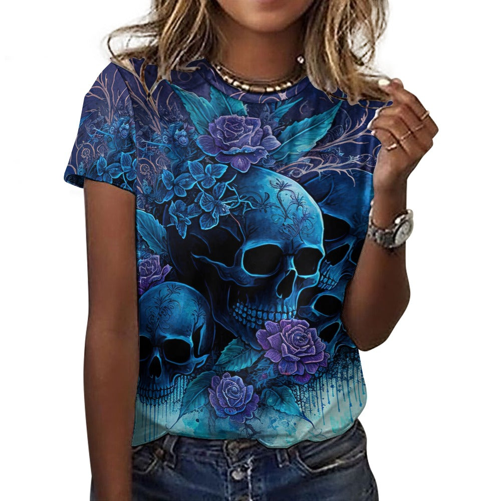 Women's Skulls & Roses Cotton T-Shirt