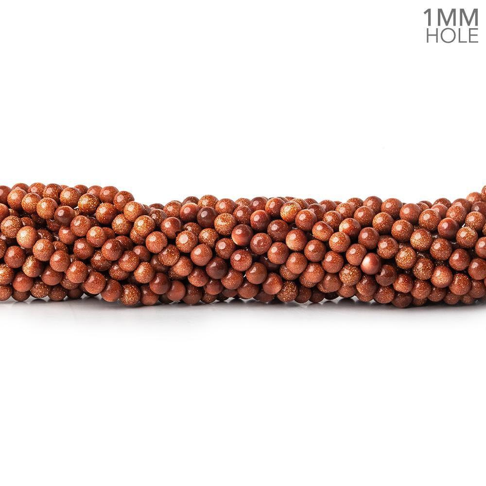 4mm Goldstone Plain Round Beads, 14 inch