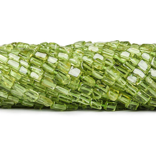4mm Peridot Handcut Plain Rectangle Beads, 14 inch