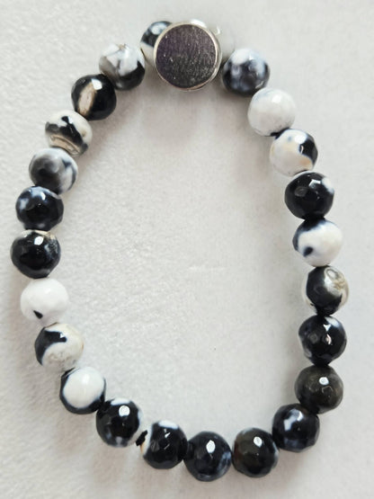 Zebra Marble Natural Stone Stretch Bracelet