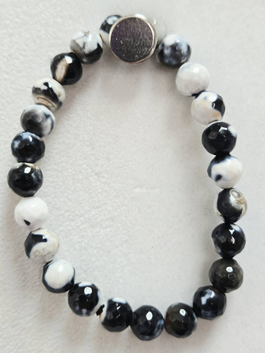 Zebra Marble Natural Stone Stretch Bracelet