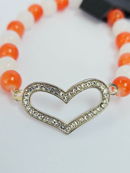 Carnelian Agate and Opal Bracelet with Heart