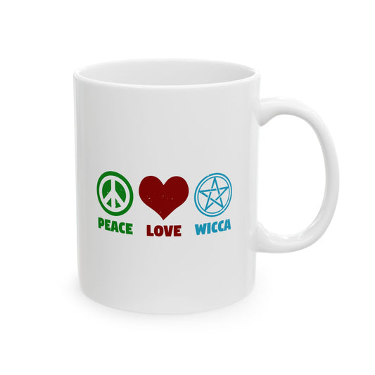 Peace Love Wicca Ceramic Mug 11oz