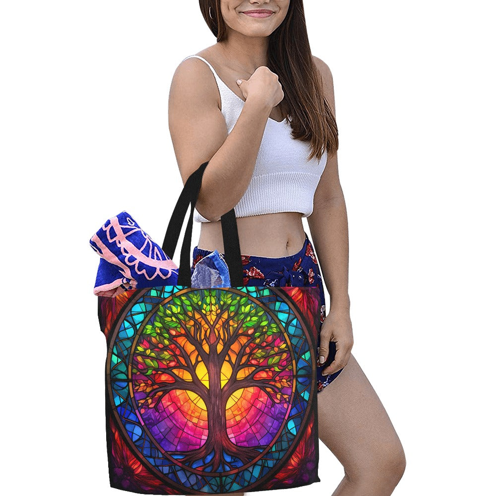 Stained Glass Tree of Life Tote Bag - Large