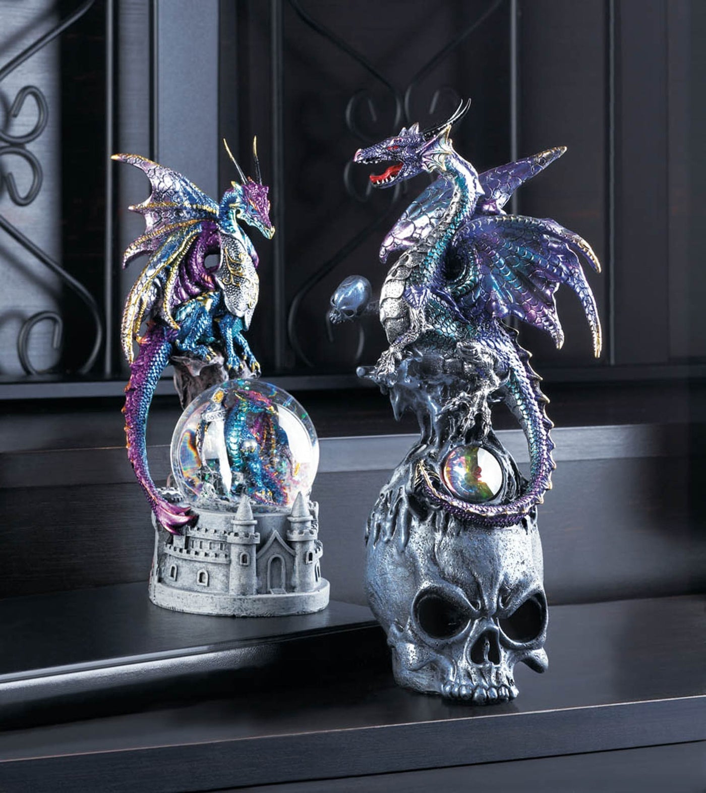 Mystical Dragon and Skull Figurine