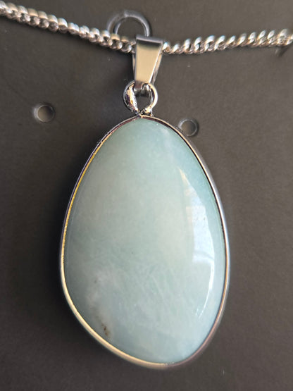 Crystal Pendant Necklace with Silver Wrap