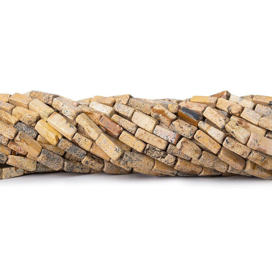10x3mm Picture Jasper Hand cut Plain Rectangle Beads, 14 inch