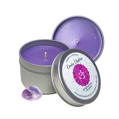 Crown Chakra Crystal Candle Tin