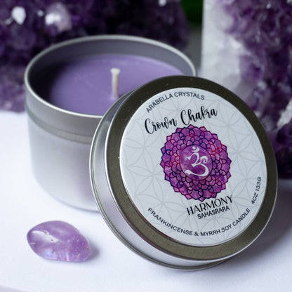 Crown Chakra Crystal Candle Tin