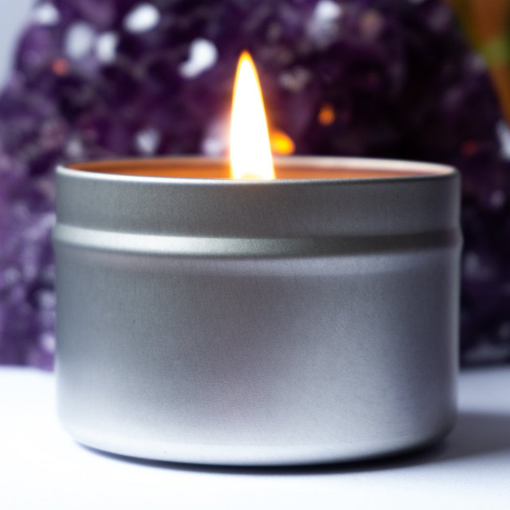 Crown Chakra Crystal Candle Tin