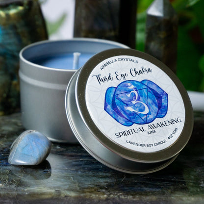 Third Eye Chakra Crystal Candle Tin