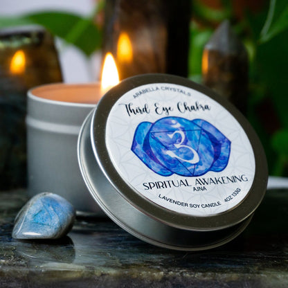 Third Eye Chakra Crystal Candle Tin