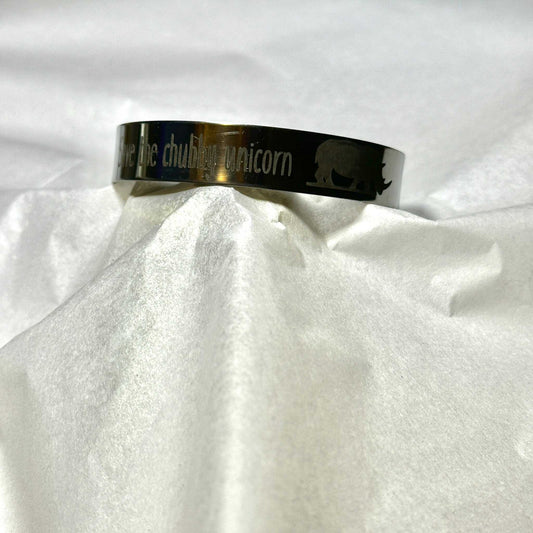 "Save the Chubby Unicorn" Stainless Steel Cuff Rhino Bracelet