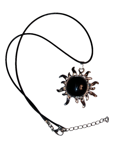 Onyx Sun Pendant Necklace