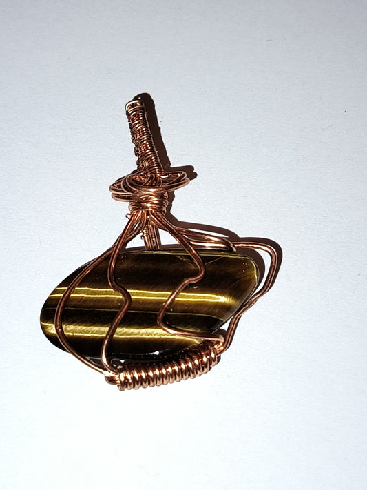 Tigers Eye Wrapped Pendant