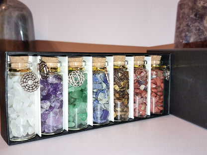 Gemstone Chip in Glass Bottle Gift Set