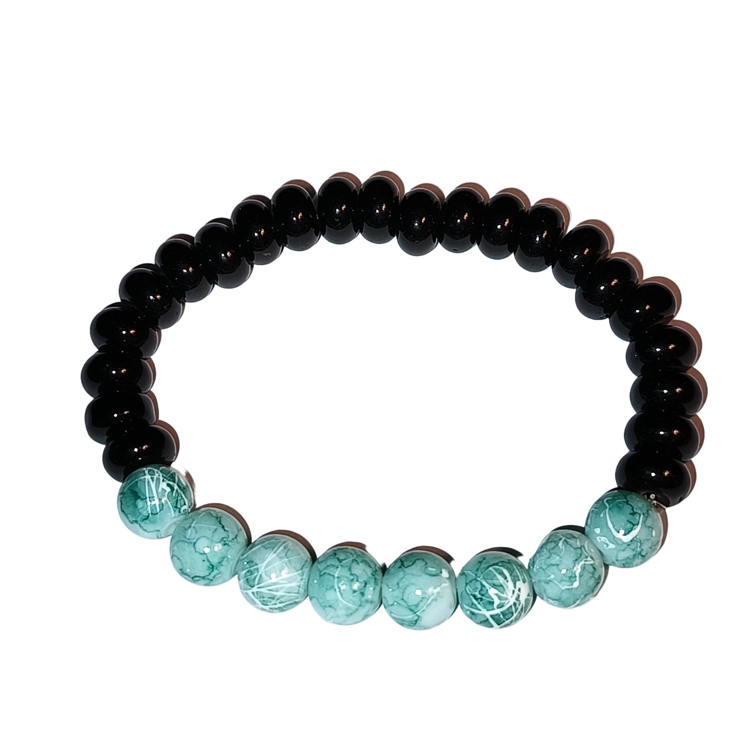 Dyed Agate and Black Agate Bracelet