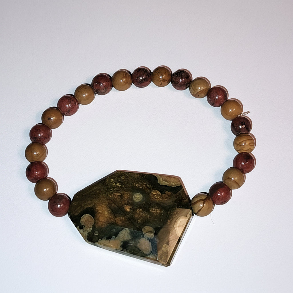 Rainforest Rhyolite & Mookaite Bracelet