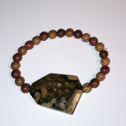 Rainforest Rhyolite & Mookaite Bracelet